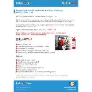 3JW ReflexoFeu Protection incendie Autonome et modulaire pour Machine d’Usinage REFLEX 1 KG / 1 m³